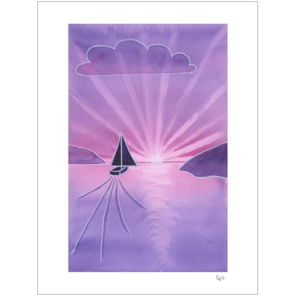 Segelbåt i soluppgång